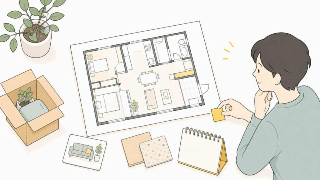 リノベーション後の暮らしの余白を考えるイラスト