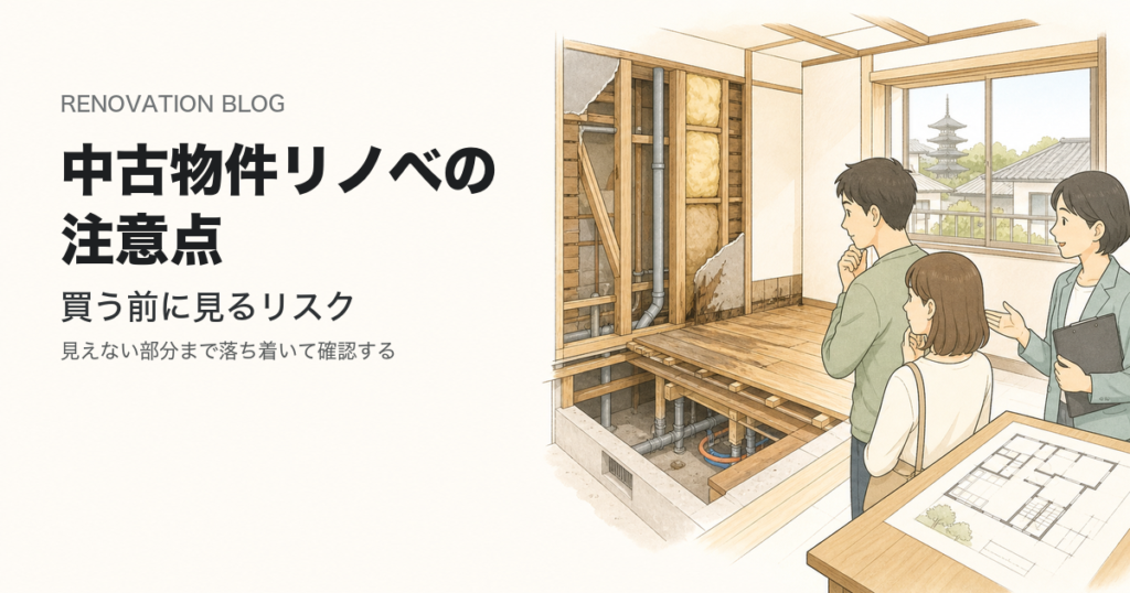中古物件リノベーションのデメリットを購入前に確認するイラスト
