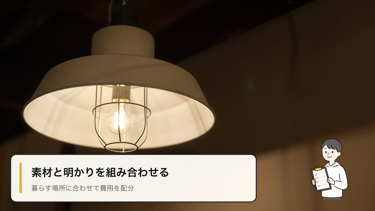 【長屋の真ん中ハウス】の室内を照らす吊り下げ照明